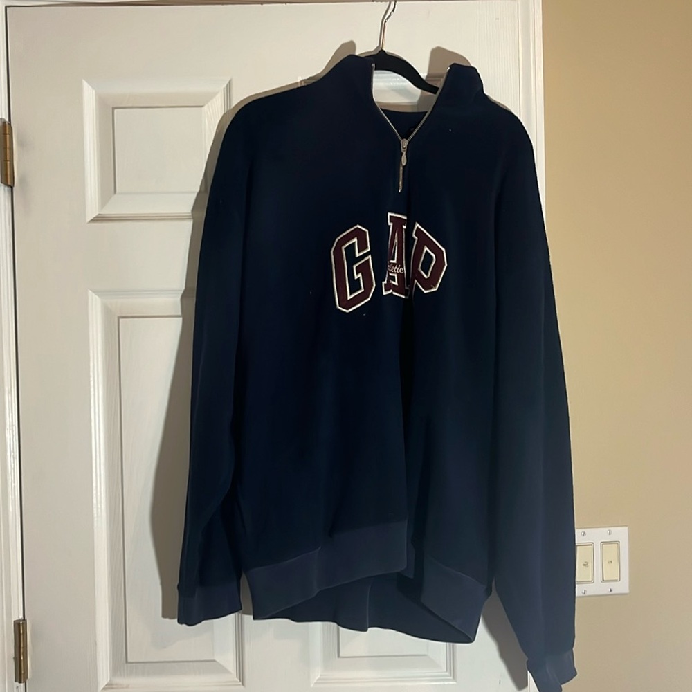 NAVY BLUE | VINTAGE OVERSIZED ATHLETIC FLEECE QUATER ZIP SWEATER | GAP | XXL |
